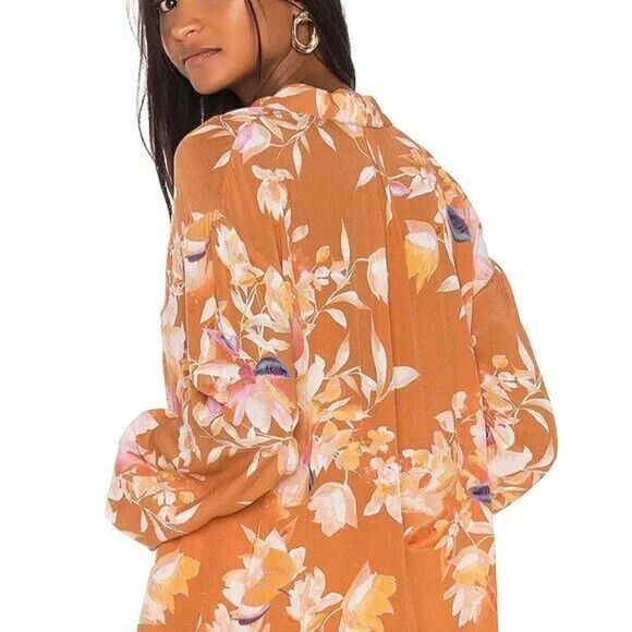 Revolve Song of Style Blouse Mari floral button down yellow blouse size small - Picture 4 of 8